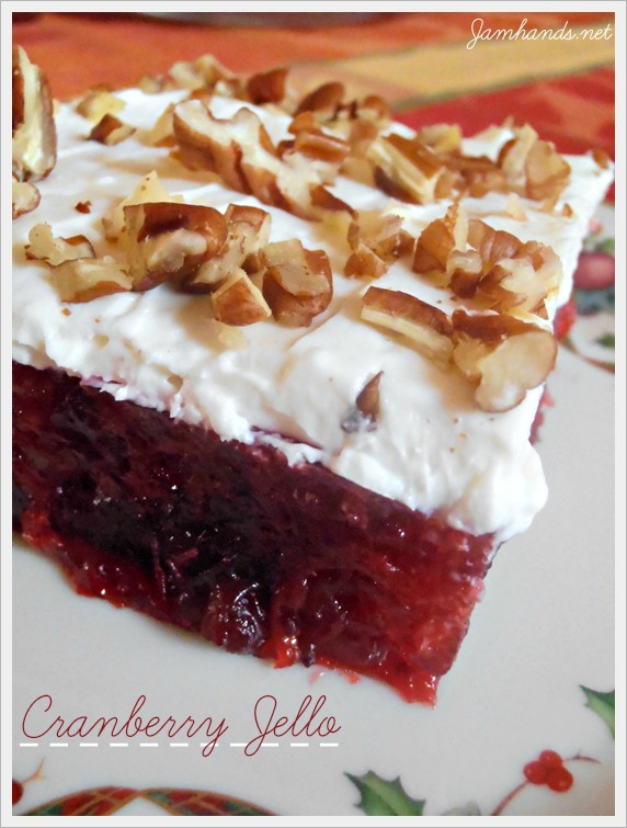 cranberry jello salad with cream cheese topping
